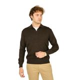 Ateş Triko Polo Yaka Düğmeli Yün Kazak, XL, 8060920231023, KOYU KAHVE, Erkek