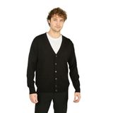 Ateş Triko V Yaka Düğmeli Uzun Kollu Yün Hırka, 2XL, 8060920241020, Siyah, Erkek