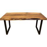 Ateş Wooden Doğal Ahşap Ceviz Kütük Yemek Masası 100x80x5 - 100 x 80 cm