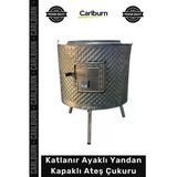 #Ateşçukuru Krom Paslanmaz Dış Mekan Bahçe Dağ Evi Şöminesi Isıya Dayanıklı Katlanır Ayaklı Yandan Kapaklı Ateş Çukuru