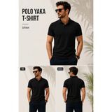 Atex Polo Yaka Cepsiz Erkek T-Shirt - M - Siyah