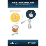 Athelas USB ile Çalışan Bardak Isıtıcı Kupa Isıtıcısı Sevimli Hayvan Desenli Sessiz Fincan Isıtıcı Ofis Masaüstü Kahve Çay Süt Isıtma Altlığı Ev Ofis Kullanımına Uygun Elektrikli Isıtıcı Pad