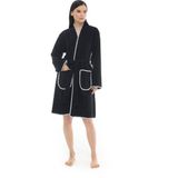Athena Kimono Kadın Bornozu- Siyah %100 Pamuk - 2XL