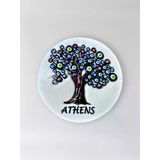 Athens ( Atina) Polyester Kabartmalı Magnet Çap: 6,5 Cm – Dekoratif Hediyelik Buzdolabı Süsü (Kod:1828)