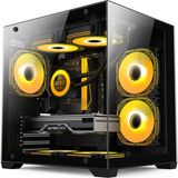 Atheron Eagle Panoramik Micro Atx Gaming Kasa | 3X120MM Argb Fan | 9 Port Pwm Argb Kontrolcü | Temperli Cam | Siyah - 3 FAN