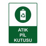 Atık Pil Kutusu İsg Uyarı Levhası Pvc A3 30X42 Cm