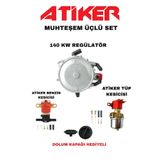 ATİKER REGÜLATÖR 140 KW MUHTEŞEM 3 LÜ SET (REGÜLATÖR - GAZ KESİCİ - BENZİN KESİCİ) BEYİN