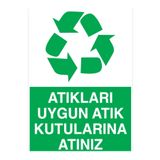 Atıkları Uygun Atık Kutularına Atınız Uyarı Tabelası - 70x100 Alüminyum Kompozit Panel - GD6