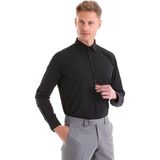 Atilla Özer Dormen Classics Kolay Ütülenebilir Slim Fit Dar Kesim Klasik Yaka Cepsiz Erkek Gömlek - Siyah - 2XL
