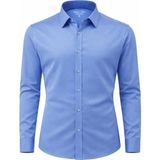 Atilla Özer Slim Fit Pamuk Saten Uzun Kol Erkek Gömlek - 7533 - Mavi