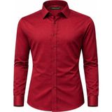 Atilla Özer Slim Fit Pamuk Saten Uzun Kol Erkek Gömlek - 7534 - Bordo