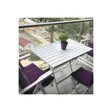 Atina Balkon Masasi 60X80 Beyaz -Ahsap Bahce Masasi - Katlanir Portatif Masa