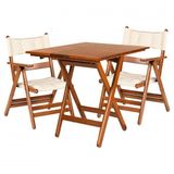 Atina Minderli Katlanir Ahsap Bahce Balkon Takimi: 70X70 Masa + 2 Sandalye Set