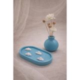 Atiye Studio El Yapımı Taş Tozu 2’li Dekoratif Set – Mini Vazo + Bulut Figürlü Oval Tabak Modern Ev Dekoru Bulut 8 x 18