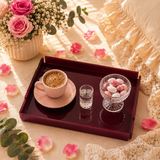 Atiye Studio | Pleksi Dekoratif Tepsi | Akrilik Organizer Tepsi | Masa Üstü Düzenleyici | Sunum | Hediyelik Tepsi |19X19 cm - Bordo