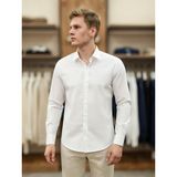 Atk Giyim Atkgiyim Erkek Slim Fit Gizli Düğme Detaylı Pamuklu Saten Gömlek - 5 Renk Seçeneği Klasık Gömlek Spor Kesim Takım Elbise Gömleği - Beyaz - 2XL