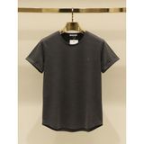 Atk Giyim Erkek Oval Kesim Geniş Açık Yaka Tişört - Etek Ucu Kavisli Casual T-Shirt - Antrasit - Amber - XL