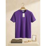 atk Giyim Erkek Oversize Rahat Kesim Dokulu Tişört - Oval Kesim Premium T-Shirt Gece Siyahı Krem Antrasit Mor Indigo Mavi - Mor 00 - 2XL