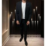 Atk Giyim Erkek Slim Fit Spor Takım Elbise - Jogger Pantolon & Ceket Kombin - 5 Renk Seçeneği - Siyah