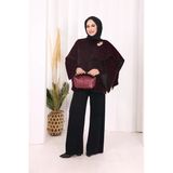Atkı Detay Leoparlı Panço 70061-1 Bordo