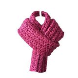 Atkı El Örgüsü Yünlü Kadın Fuşya Mora Knit
