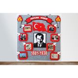 ATKP23 Atatürk Köşesi Panosu Zeminli (Keçeden Eğitim Materyali) - Gri - 80x80