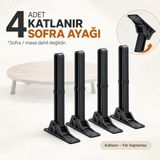 Atlanta Home Katlanır Plastik Siyah Ayak, Laptop Sehpası Yer Sofrası Servis Kahvaltı Sehpası Ayağı 4 Adet