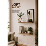 Atlanta Home Loft 2'li Dekoratif Duvar Rafı Seti Ahşap Duvar Rafı Salon Mutfak Çalışma Odası Raf Takımı 40-30 cm