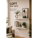 Atlanta Home Loft 2'li Dekoratif Duvar Rafı Seti Ahşap Duvar Rafı Salon Mutfak Çalışma Odası Raf Takımı 50-40 cm