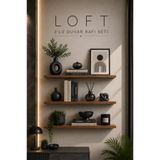 Atlanta Home Loft 3'lü Duvar Rafı Seti 50x12 cm Beyaz Dekoratif Uçan Raf Kitaplık Salon Mutfak Banyo Rafı