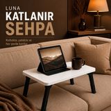Atlanta Home Luna Katlanır Laptop Sehpası Yatak ve Koltuk Sehpası Seyyar Kahvaltı Masası - Beyaz