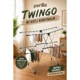 Atlanta Home Perilla Twingo Lüx Alüminyum 2 Katlı 4 Kanatlı Çamaşır Kurutmalığı Katlanabilir Dayanıklı Yer Tasarruflu