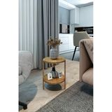 Atlantik Çam 2 Katlı Yuvarlak Sehpa - Çok Amaçlı Dekoratif Yan Sehpa