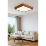Atlantik Çam Ahşap Çerçeveli Led Panel Aydınlatma Enerji Tasarruflu Avize 60x60 cm 6500K Beyaz Işık