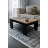 Atlantik Çam - Siyah Sole Orta Sehpa 60X90X45 Alt Büyük Raflı