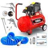 Atlas 50 Litre Hava Kompresörü 2hp 8bar 15mt Spiral Hortum Havatabancası- Jakları Full- Fırsat Paket