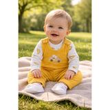 Atlas Baby House Erkek Bebek Nakışlı Arabalı Hardal 2'li Salopet Takımı - Hardal - Sarı - 3 Ay