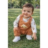 Atlas Baby House Erkek Bebek Nakışlı Arabalı Hardal 2'li Salopet Takımı - Kahverengi - 6 Ay