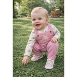 Atlas Baby House Kız Bebek Tavşan Desenli Waffle Kumaş Baskılı Uzun Kollu Salopet Tulum Takım - Lila - 6 Ay