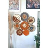 Atlas Home Art 8li Duvar Tabağı - Gri - Turuncu