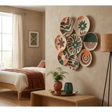 Atlas Home Art Yeşil Renkli Bohem Hasır Duvar Tabağı 8li Set Doğal Malzemeden El Yapımı