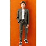 Atlas Kids Keten Jogger Erkek Çocuk Takım Elbise – Ceketli Pantolonlu Tişörtlü Yaka Broşlu 4’lü Set