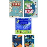 Atlas Kıtalar Denizler Ve Kültürler Arası Yolculuk Rehberi + Dünyanın Öbür Ucunda Ne Var + Geceleri Gökyüzü + Uzay Hakkında Bilmen Gereken 100 Şey + Genç Astronotun El Kitabı / 5 Kitap Set