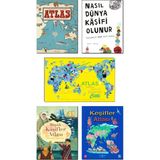 Atlas Kıtalar, Denizler ve Kültürler Arası Yolculuk Rehberi + Nasıl Dünya Kaşifi Olunur + Büyük Kaşifler Atlası + Keşifler Atlası + Atlas Nasıl Dönüyor Dünya? / 5 Kitap Set Çocuk Etkinlik Kitapları