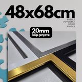 Atlas Sanat Galerisi 20mm Çerçeve, Poliresin, Mat PVC Kaplamalı, Fotoğraf Puzzle Belge Çerçevesi, Beyaz, 33x48/34x48/35x50/48x68/50x70/60x85/61x61 cm, Yatay/Dikey Asılabilir (Gümüş, 48x68)
