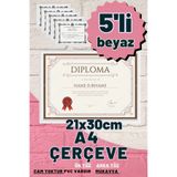 Atlas Sanat Galerisi 5 Adet A4 Çerçeve Diploma Belge Sertifika Fotoğraf Resim Çerçevesi Pvc 5 Li Beyaz