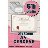Atlas Sanat Galerisi 5 Adet A4 Çerçeve Diploma Belge Sertifika Fotoğraf Resim Çerçevesi Pvc 5 Li Platin