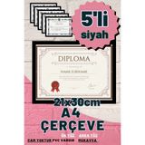 Atlas Sanat Galerisi 5 Adet A4 Çerçeve Diploma Belge Sertifika Fotoğraf Resim Çerçevesi Pvc 5 Li Siyah