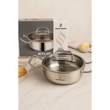 Atlas Serisi 20 cm Basık Pilav Tenceresi – 1,80 L, 18/10 Paslanmaz Çelik, Indüksiyon Uyumlu - Inox