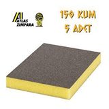 Atlas Sünger Zımpara - İnce 2 Taraflı - 150 Kum - 5 Adet Siyah